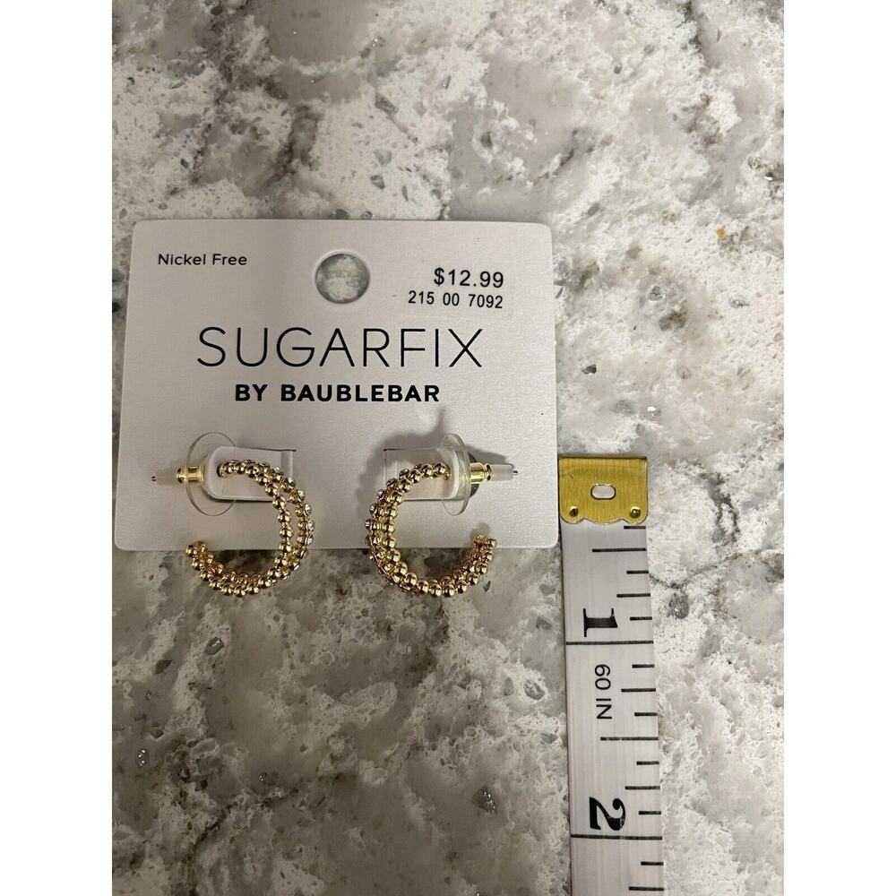 SUGARFIX by BaubleBar Crystal Beaded Double Hoop Earrings - Gold NWT - Picture 6 of 6